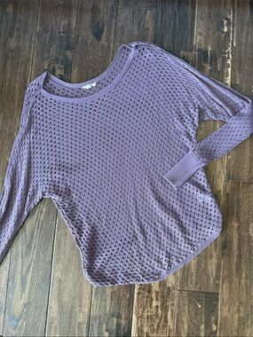 Open-Knit Lavender Pullover Sweater Top